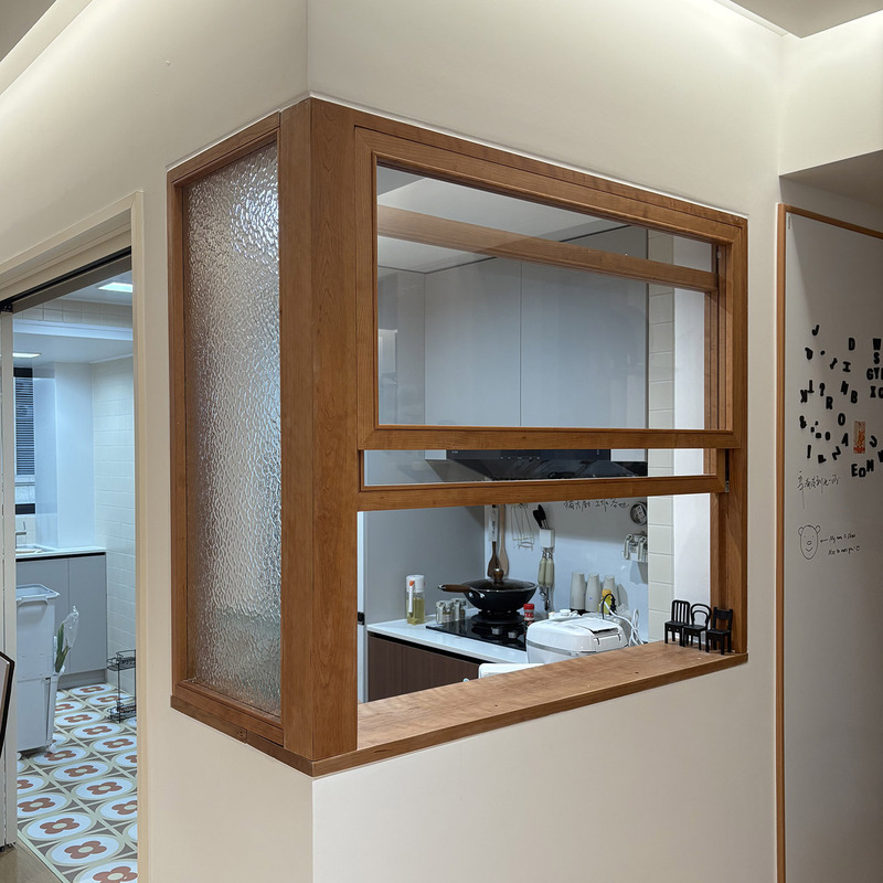 Indoor Glass Door Connection Window Partition Corner Screen L-Shaped Corner up and down Lifting Foldableing Wooden Window Right-Angle Partition Room