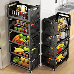 Kitchen Storage Rack Vegetable Basket Floor-Standing Multi-Layer For Home to Movable Multi-Functional Fruit and Vegetable Storage Trolley