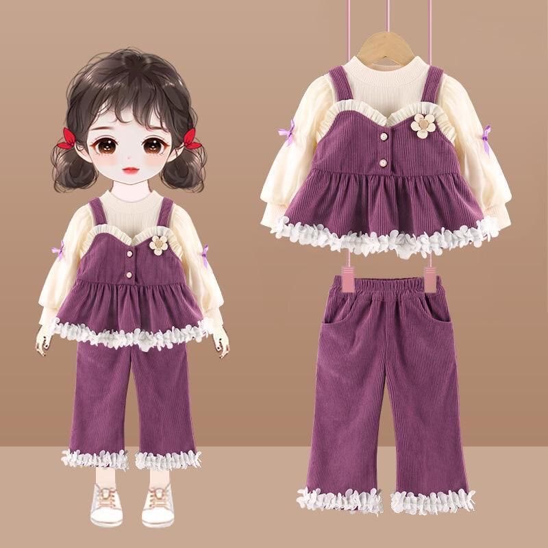 Girls' Outfit Spring and Autumn 2026 New Stylish Children's Fashionable Baby Spring Clothes Three-Piece Set for Little Girls Trendy