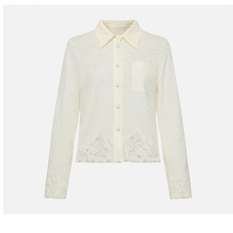 Yaya Original Air-Conditioning Shirt 26 Early Autumn Soft Wool Jacquard Lace Knit Top Blouse for Women Eglaw2116A Yaya Original Air-Conditioning Shirt 26 Early Autumn Soft Wool Jacquard Lace Knit Top Blouse for Women Eglaw2116A
