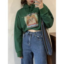 (Two pieces of 199 yuan) pay tribute to the beautiful girl love retro old print short version Y2K hot girl style sweater