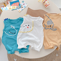 Baby baby elephant sleeveless hai clothes 0-2 years old summer baby cartoon one-piece foreign newborn thin vest crawling suit