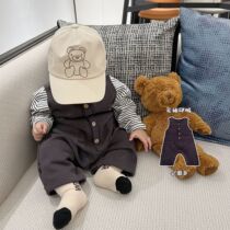 Male and female baby spring and autumn dress sleeveless jumpsuit baby long sleeve striped T-shirt suspenders newborn climbing suit