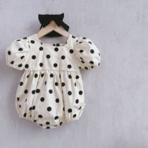 Internet celebrity baby summer one-piece cute bun fart clothes polka dot super foreign baby girl princess Ha Yi Korean version thin model