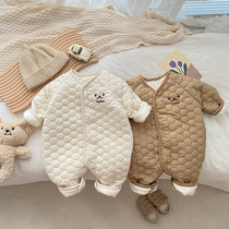 INS Baby Stuffed One-Piece Warm Jacket Cotton Kids Dress Male and Female Baby Warm Pack Butt Jacket Thick Climbing Suit