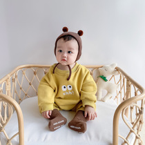 Baby autumn and winter clothes foreign one-piece with pile thickened baby clothes warm newborn crawling clothes go out to serve foreign qi