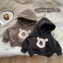 INS baby fleece sweatshirt autumn and winter coat baby thick coat boys and girls Korean version bear winter warm top