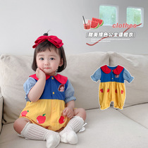Baby 0-2 years old 1 Ha Yi summer cute baby girl thin jumpsuit newborn super cute short sleeve climbing suit trend