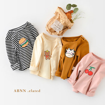 INS Korean version baby spring top T-shirt baby stripe soft long sleeve undershirt cute versatile outerwear