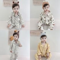 Baby home wear set: spring and autumn autumn pants long sleeves + long pants two-piece set of baby home pajamas air conditioning clothing