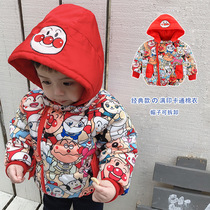 Baby Winter Thickened Cotton Padded Jacket Baby Foreign Air Warm Cotton Clothes Boy Autumn Winter Clip Cotton Tandem Hat Out of cotton clothes