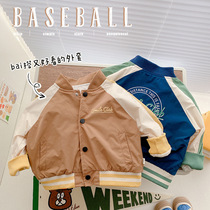 Kids handsome baseball uniform spring and autumn baby boy Korean version letter long sleeve jacket boy jacket cardigan outerwear