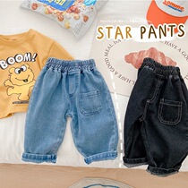 Childrens jeans 0-3 years old spring and autumn wear boy baby Korean version loose slacks boy soft pants big PP pants