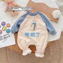 Baby foreign air bottle Ha Yi winter male and female baby fleece warm coverall newborn thick crawler out
