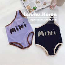 Newborn crawler net celebrity off-the-shoulder hat baby vest going out sleeveless summer wear thin suspender jumpsuit cute