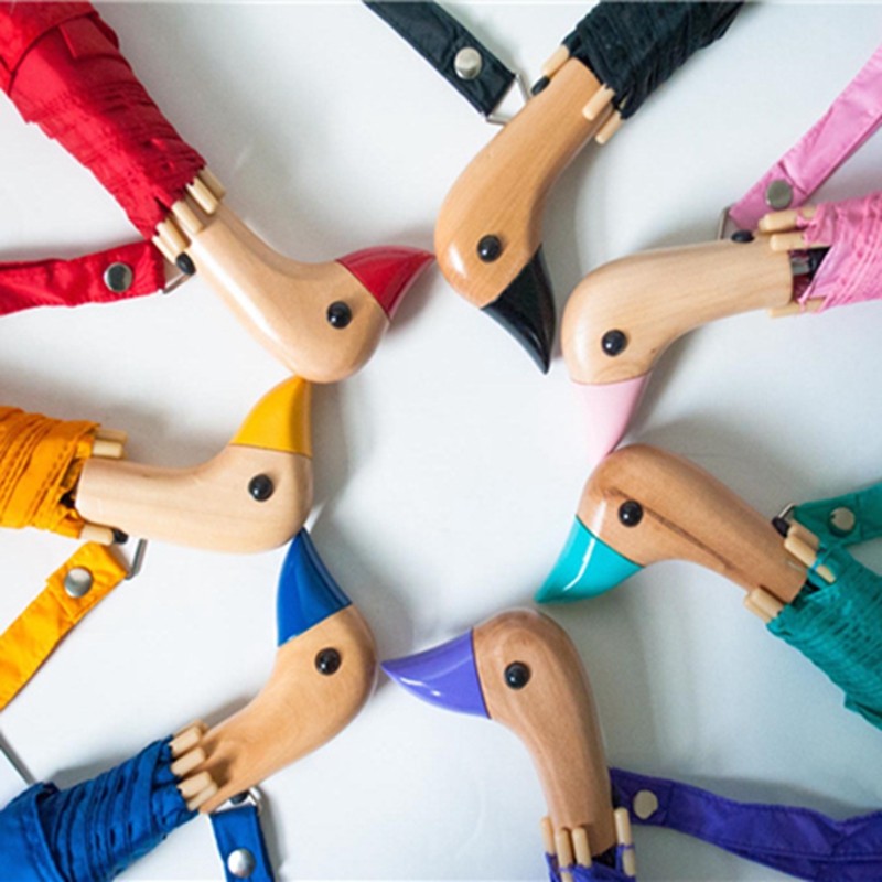 American duck - headed original duck wooden handle folded automatic barometer with sun parasol