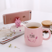 High-color cute creative cup girls Christmas rabbit cup household ceramic mug cup with coffee cup covered