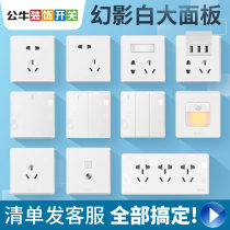 Bull switch socket five holes g18 Phantom texture White household borderless concealed large panel wall dark wire