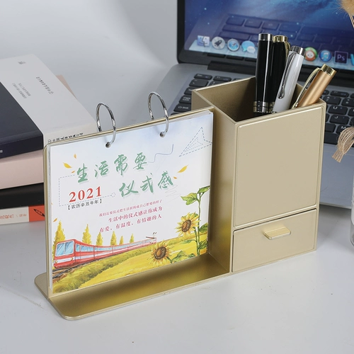 Универсальный держатель для ручек для ящиков, пластиковый настольный календарь, блокнот, 2021 года, в корейском стиле, сделано на заказ
