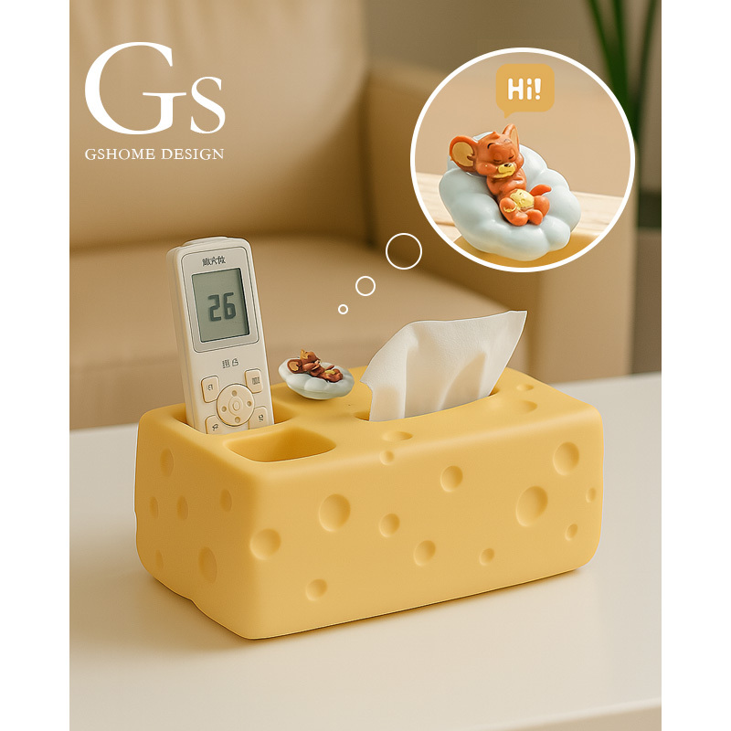 Light Luxury Living Room Tissue Box with Integrated Remote Control Storage, Multifunctional, Creative and Interesting Design, High Aesthetic Value