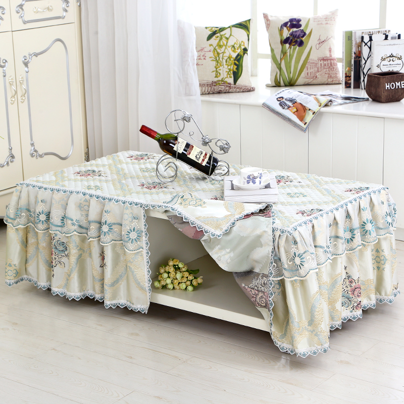 Mục vụ ren bàn cà phê bìa đặt hình chữ nhật vải bàn mat phòng khách nhà khăn trải bàn vải bụi che bàn cà phê vải mẫu khăn trải bàn tròn đẹp
