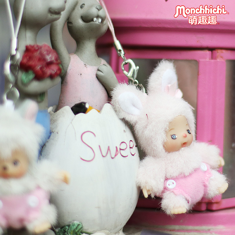 Monchhichi Cute and Fun Keychain Cartoon Couple Small Pendant Backpack USB Keychain 01