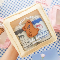 ins little bear transparency makeup bag girls heart cute cartoon large capacity cosmetic containing bag convenient travel bag