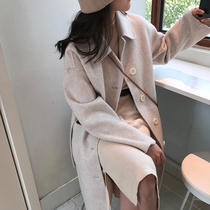77mm double-sided cashmere coat womens mid-length 2020 autumn and winter new high-end over-the-knee wool coat