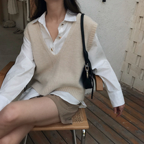 77sotre knitted vest 2020 autumn new all-match loose outer wear V-neck pullover sleeveless sweater vest women