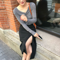 77% wool thin sweater womens pullover 2020 autumn new V-neck long-sleeved tencel bottoming shirt top