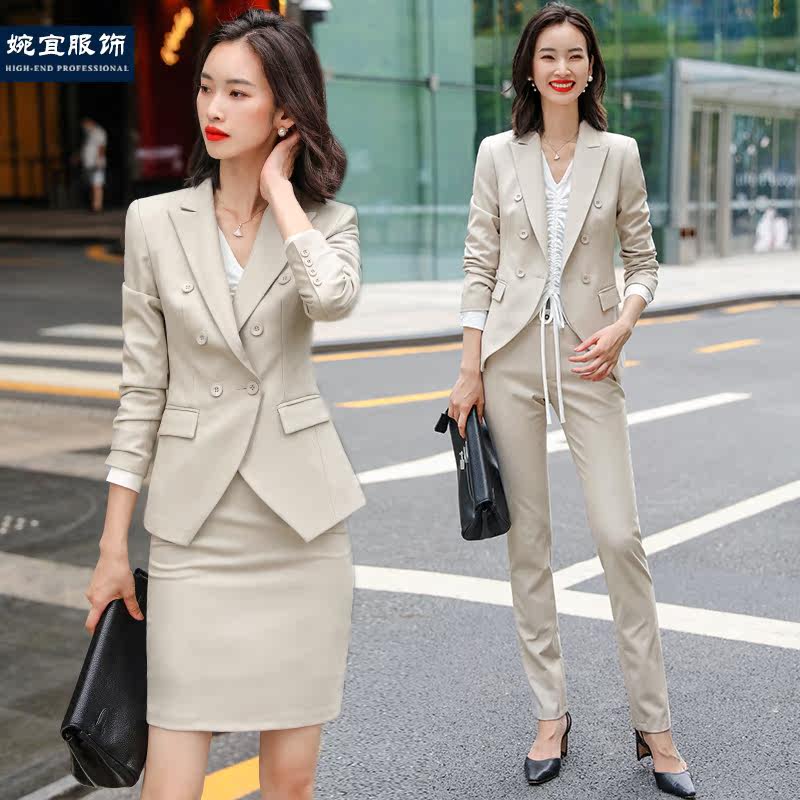 High-end professional suit suit Femininity fashion Korean version net red blazer Real estate formal work wear