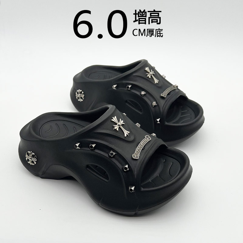 2024 New Style Cross-Studded Slip-On Slippers for Women, Summer Non-Slip Retro Subculture Hot Girl Outdoor Thick-Soled Slippers