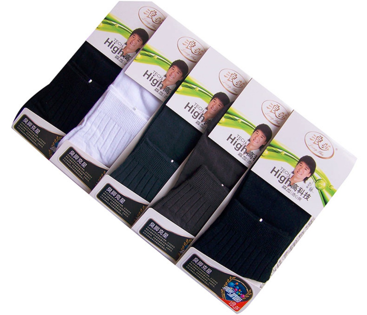 Langsha công nghệ cao nano hôi chân nemesis vớ nam vớ cotton mùa xuân và mùa hè mỏng phần 050201 tất nam cổ ngắn