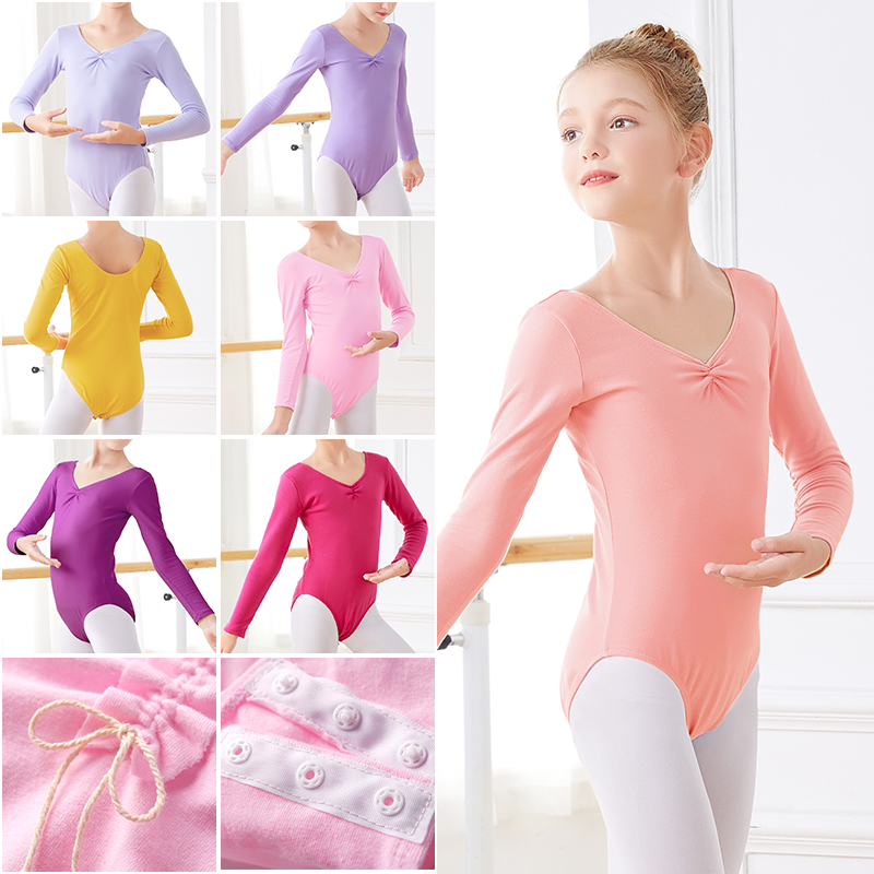 Children's dance costume practice dress girls long-sleeved ballet costume dancing gymnastics costume autumn winter Chinese dance costume shape body suit