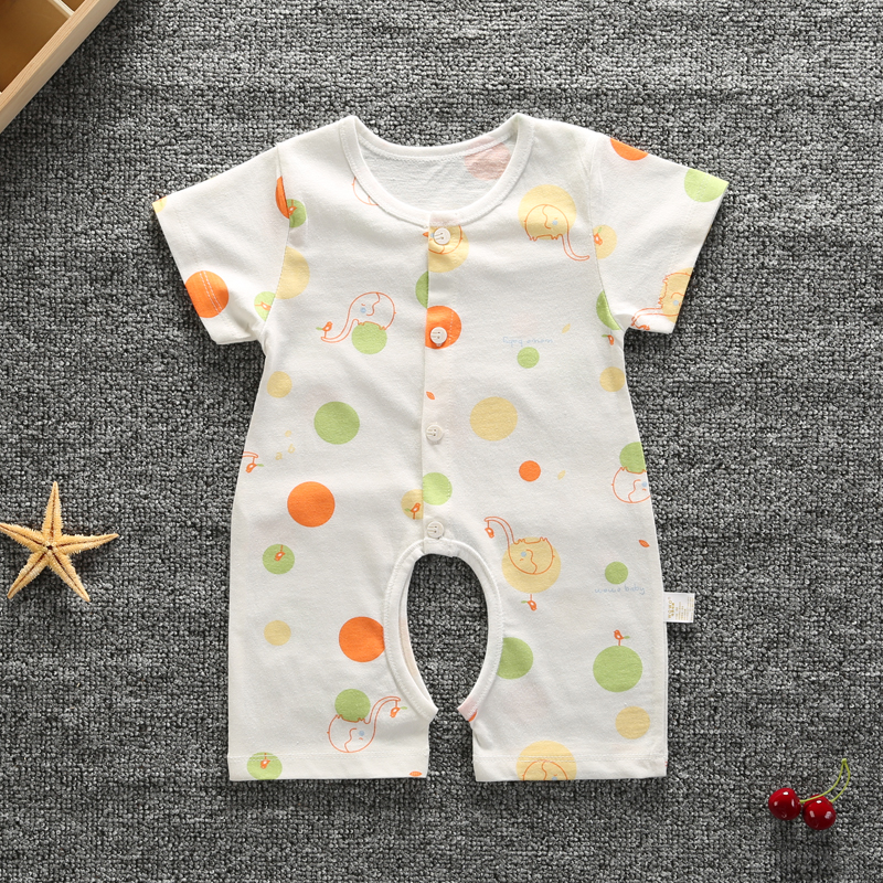 Bé Ha Yi Mùa Hè Ngắn Tay Áo Bông Cardigan Mỏng 0-1 Năm Cũ Bé Nửa Tay Áo Một Mảnh Cardigan Đồ Ngủ Nam Giới và phụ nữ bộ body bé trai