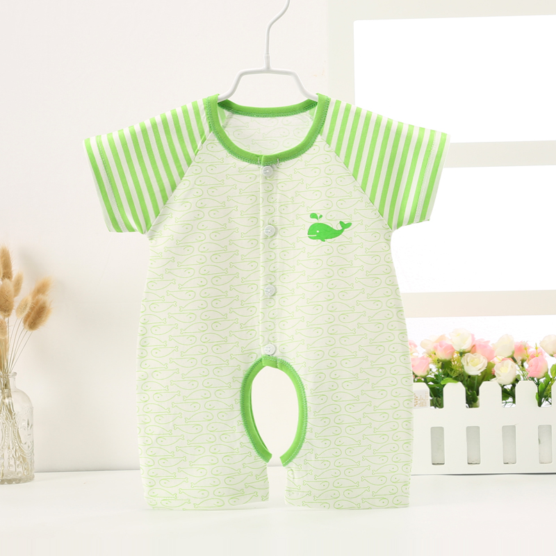 Bé Ha Yi Mùa Hè Ngắn Tay Áo Bông Cardigan Mỏng 0-1 Năm Cũ Bé Nửa Tay Áo Một Mảnh Cardigan Đồ Ngủ Nam Giới và phụ nữ bộ body bé trai