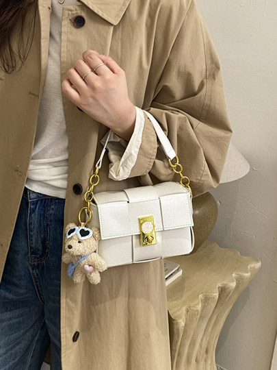 Unique Women's Bag for Fall and Winter 2026, New Niche Design Woven Shoulder Crossbody Bag, Popular Style ins Small Square Bag