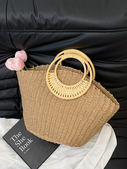 Summer straw large bag for women 2026 new fashion seaside resort style handbag large capacity versatile tote bag