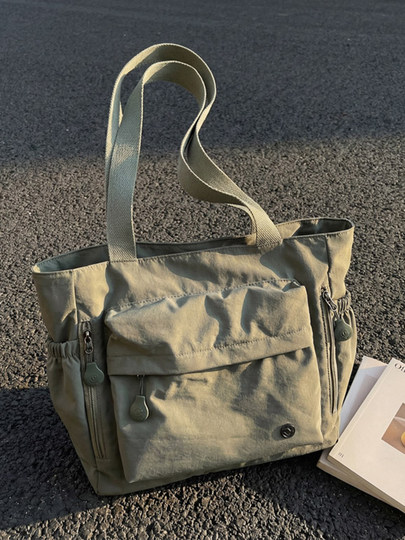 Canvas Bag for Women, Large Capacity, 2026 New Autumn and Winter Versatile Simple Shoulder Bag, College Student Class Commute Tote Bag