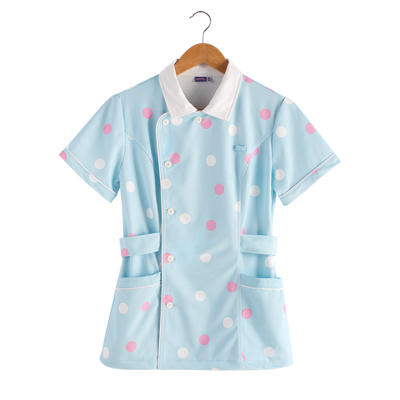 Lê Beekang búp bê cổ áo y tá quần áo mùa hè ngắn tay thẩm mỹ viện quần áo làm việc của phụ nữ chỉnh sửa nhi đồng phục in mỏng