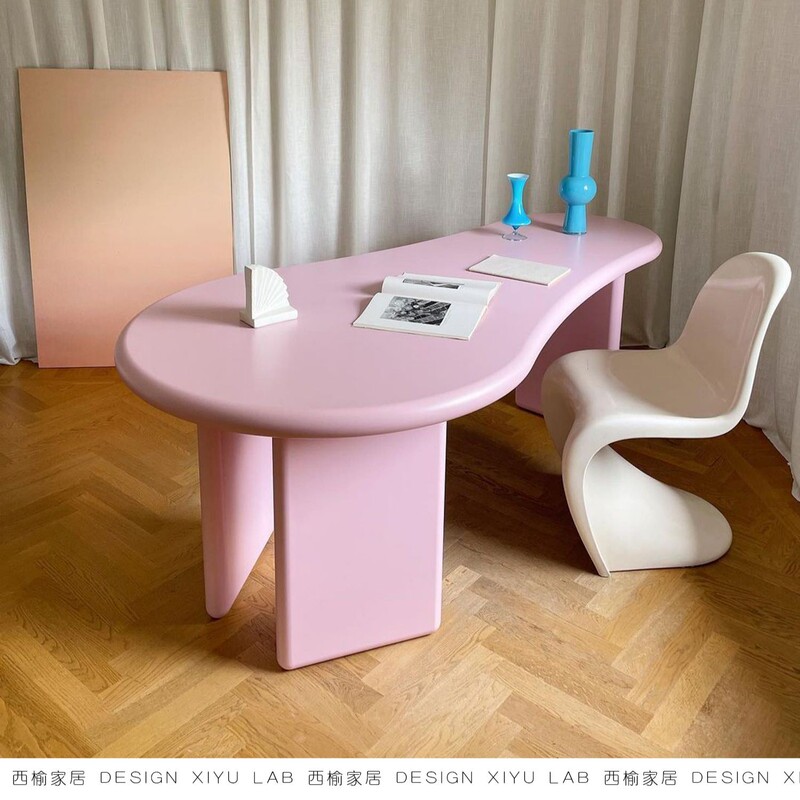 Nordic Simple Irregular Desk Office Desk Small Dining Table Cute Cream Style Work Desk Modern Style