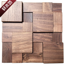 New Chinese living room TV background wall mosaic black walnut wood Nordic light luxury decoration soundproof diffuser wall panel