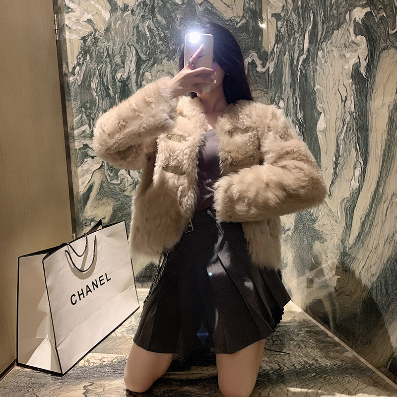 Yuuz2022 New Lamb Wool Winter Genuine Tuscany Fur Coat Women's Short Fur Young Style