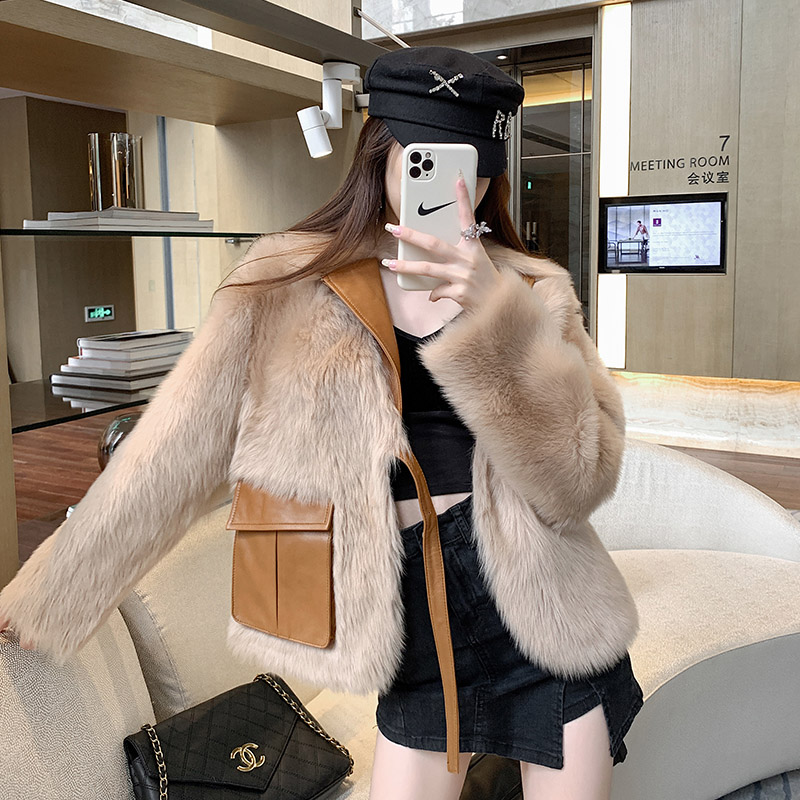 Spain imports Tuscany fur female lamb short locomotive jacket fur coat girl young