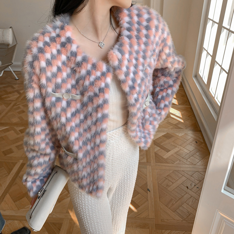 In 2022, Haining's new import of velvet - grade mink - fur coat female short - mink fur coat