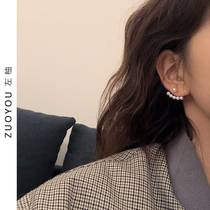 South Korea a two-wearing pearl sterling silver temperament female earrings simple Net red ear studs wild ear clip R440