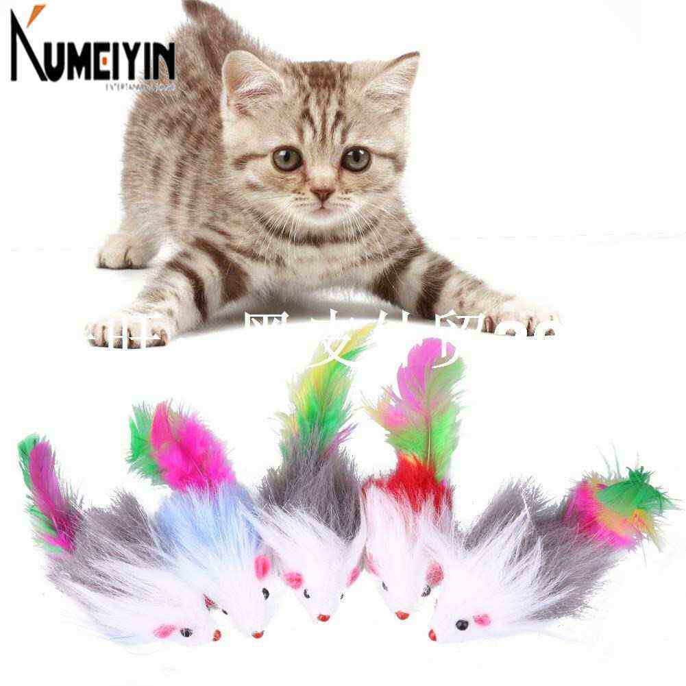 5pcsset cat toy Soft Colorful Plush Cat Toys Mouse Fleece F