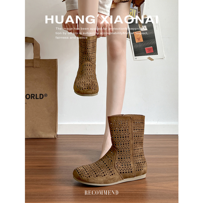 Sheepskin Version~ British Style Versatile Melard Boots, Popular Hollow Breathable Flat Roman Sandals, Trendy Short Boots Sheepskin Version~ British Style Versatile Melard Boots, Popular Hollow Breathable Flat Roman Sandals, Trendy Short Boots