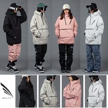 PZ snow gear 1920 Bound mens and womens single double board hooded plus cotton ski suit top