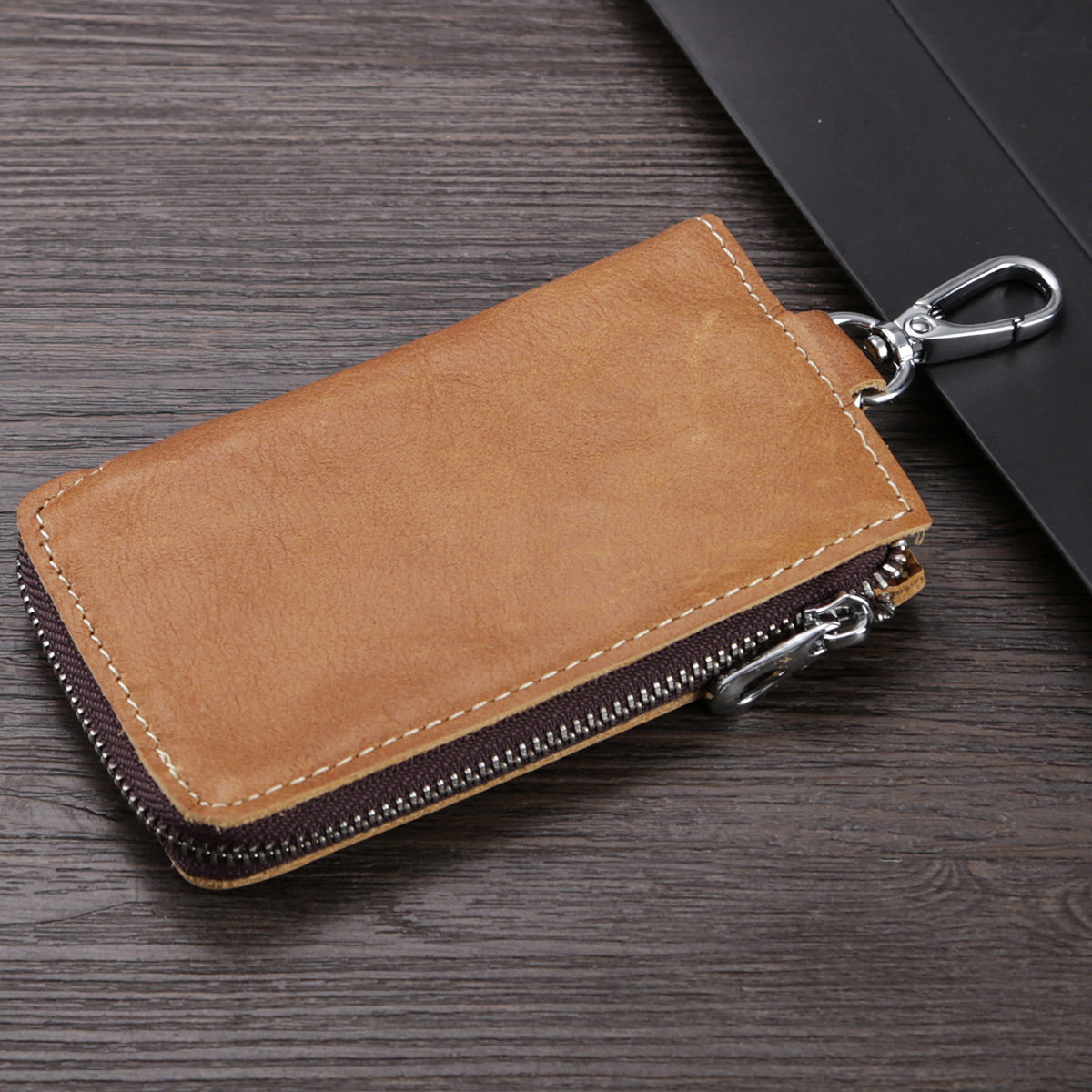 Men's real leather multifunctional keyline pack hanging large capacity card package two-in-one vintage head skin simple business